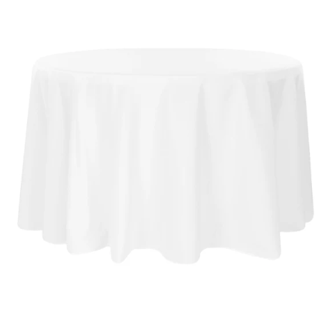 White 120 inch Tablecloth for 60inch Round Table